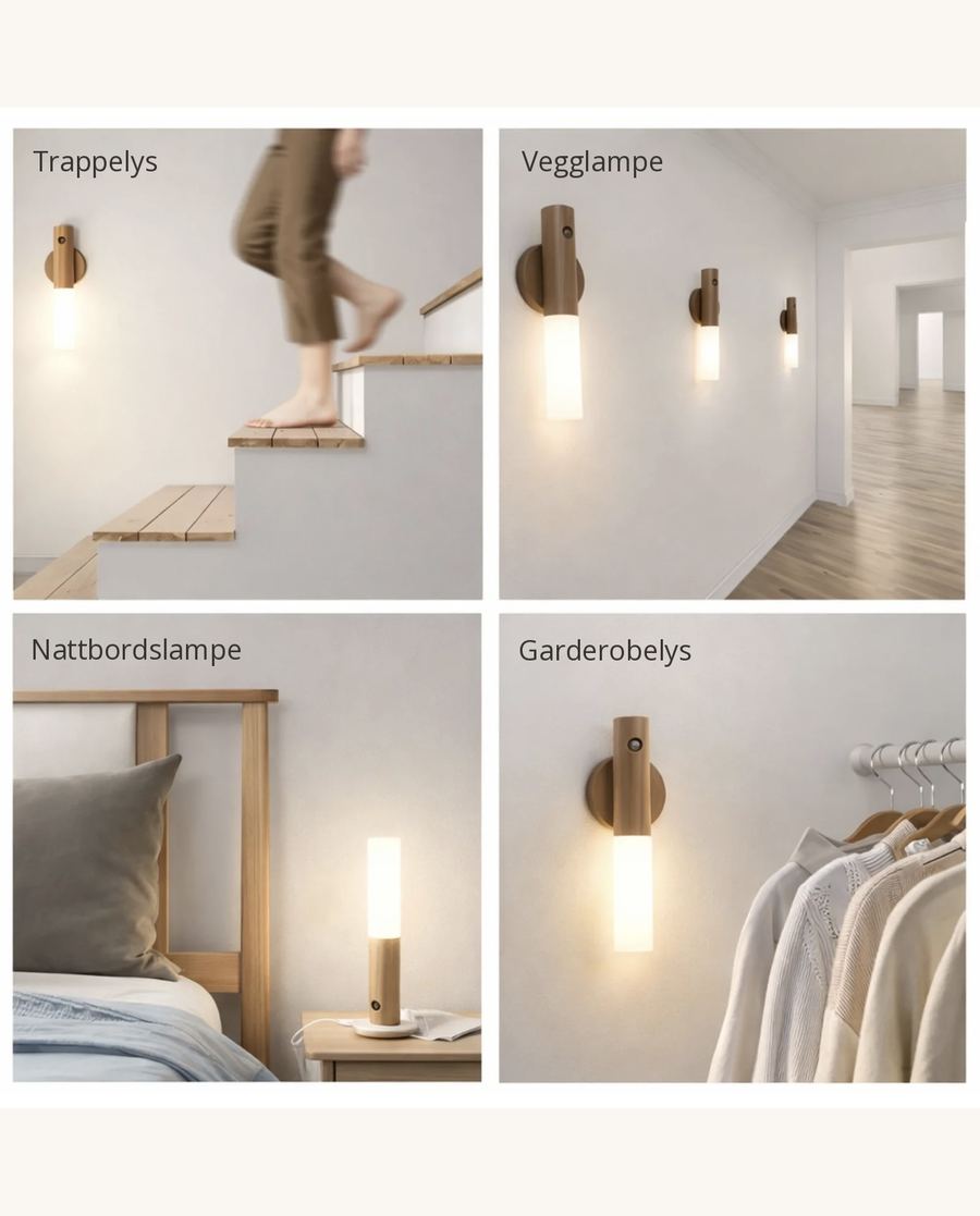 Glimt vegglampe i trapp, gang, soverom og garderobe